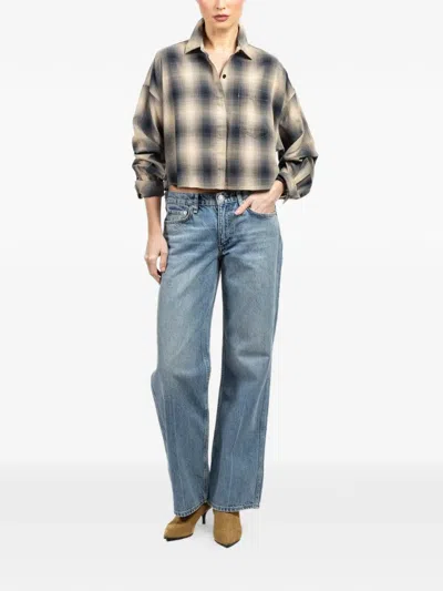 Rag & Bone Plaid-pattern Cropped Shirt In Brown
