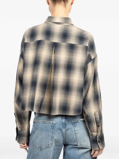 Rag & Bone Plaid-pattern Cropped Shirt In Brown