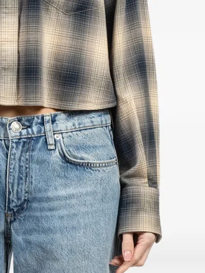 Rag & Bone Plaid-pattern Cropped Shirt In Brown