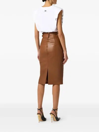 Elisabetta Franchi Structured-shoulders Print T-shirt In White