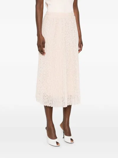 Ermanno Scervino Long A Line Lace Midi Pleated Skirt In Pink