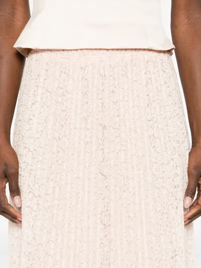 Ermanno Scervino Long A Line Lace Midi Pleated Skirt In Pink