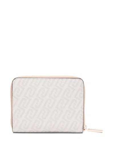 Liu •jo Logo Zip Wallet In Neutral