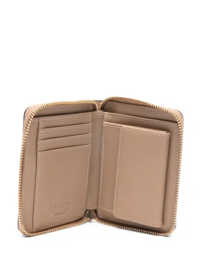 Liu •jo Logo Zip Wallet In Neutral