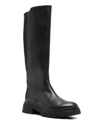 Gabor Lug-sole Zip Leather Boots In Black