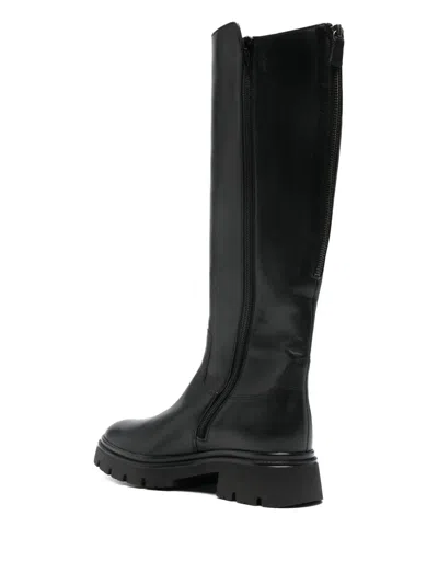 Gabor Lug-sole Zip Leather Boots In Black