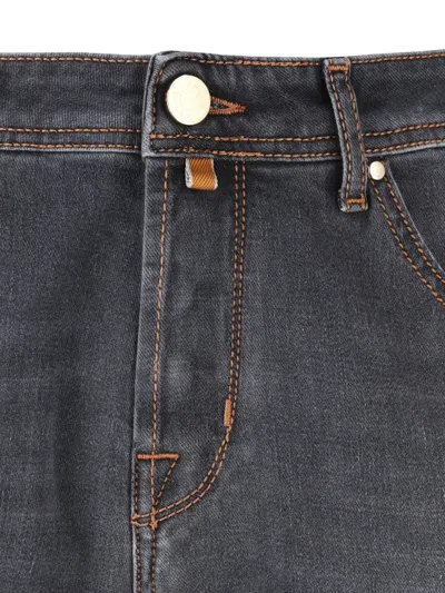 Jacob Cohen Topstitched Trousers In Black