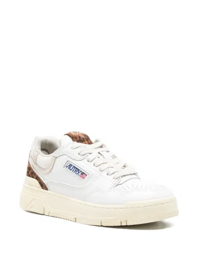 Autry Clc Leopard-print Sneakers In White