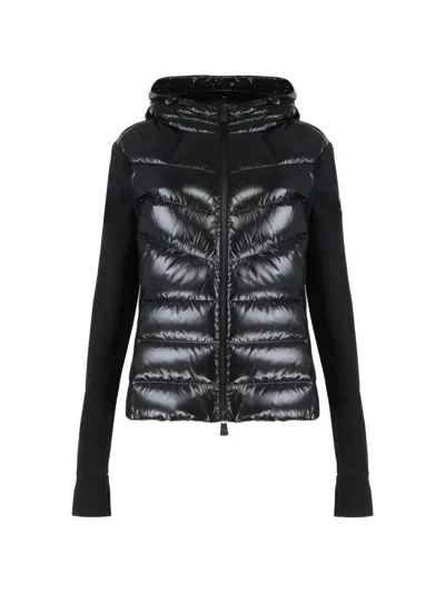 Moncler Grenoble Padded Fleece Hoodie With Zip And Hood In Black