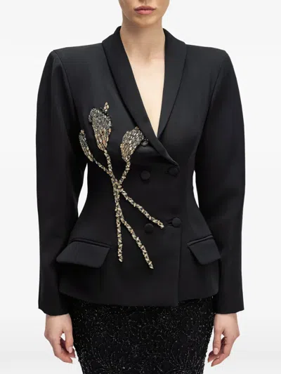 Araftu Embellished Double-breasted Blazer In Black