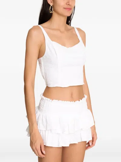 Amir Slama Open-back Embroidery Blouse In White