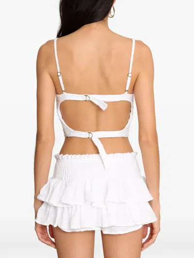 Amir Slama Open-back Embroidery Blouse In White