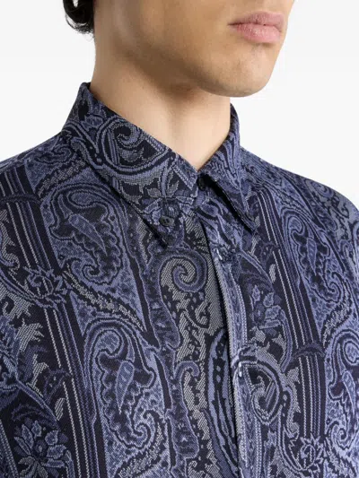 Etro Buttoned Paisley Shirt In Blue