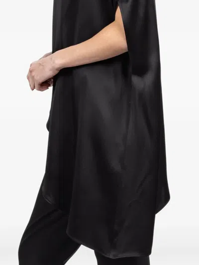 Lapointe Asymmetric Cape Blouse In Black