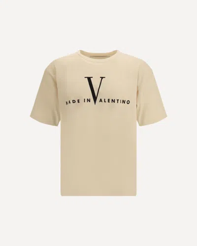 Valentino Garavani Cotton T-shirt With Made In Print Clothing In Nude
