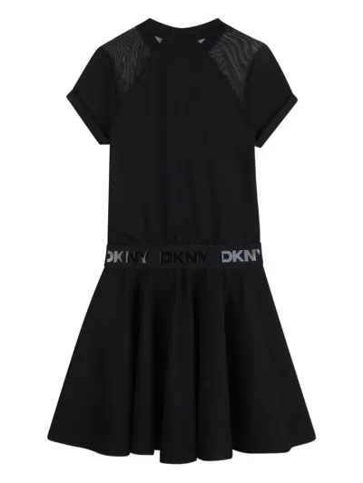Dkny Mesh-panel A-line Dress In Black