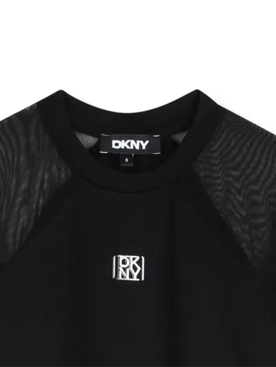 Dkny Mesh-panel A-line Dress In Black