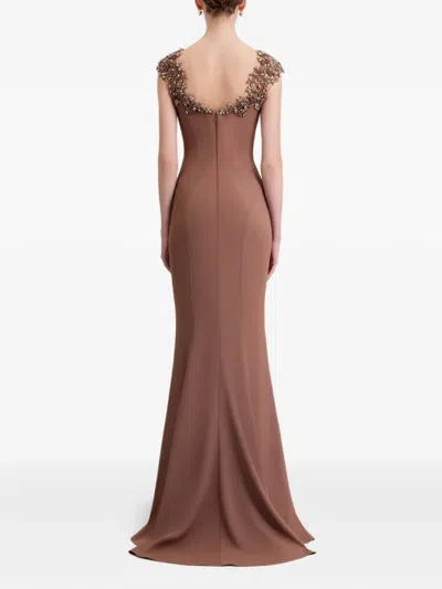Gemy Maalouf Beaded-neckline Dress In Brown