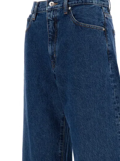 Frame The Bubble Blue Jeans With Structured Leg And Turn-up Hem In Denim Woman In Blue