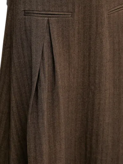 Hoss Intropia Herringbone-pattern Pleat Midi Skirt In Brown