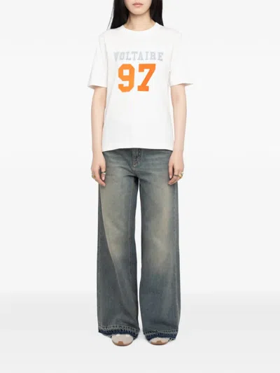 Zadig & Voltaire Boo Flocked Rhinestone T-shirt In White