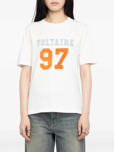 Zadig & Voltaire Boo Flocked Rhinestone T-shirt In White