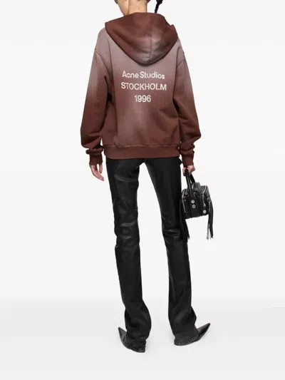 Acne Studios Graphic-print Hoodie In Brown