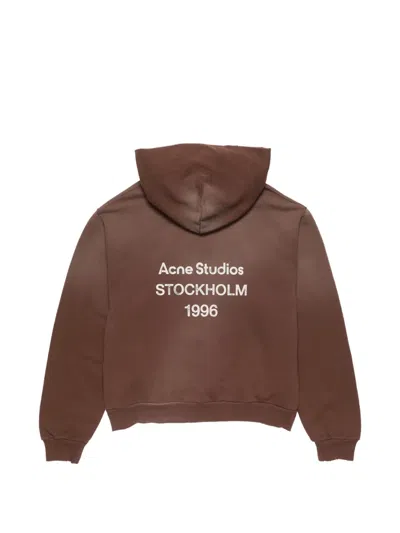 Acne Studios Graphic-print Hoodie In Brown