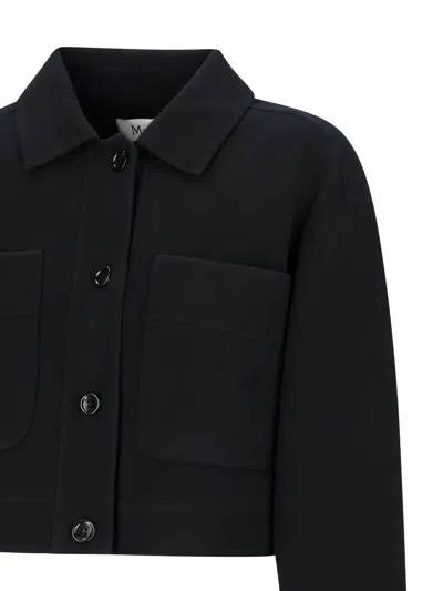 Max Mara Boxy-fit Buttoned Flap-pocket Jacket In Black