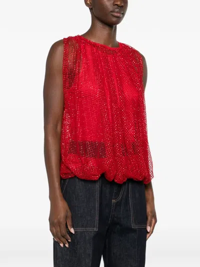 Sportmax Mesh Top In Red