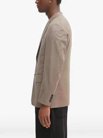 Wacko Maria Herringbone Buttoned Blazer In Neutral