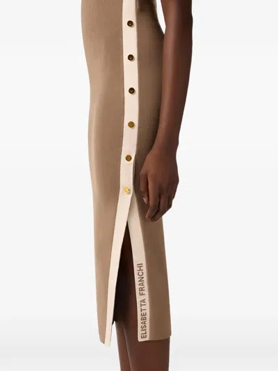 Elisabetta Franchi Knit Midi Dress In Brown