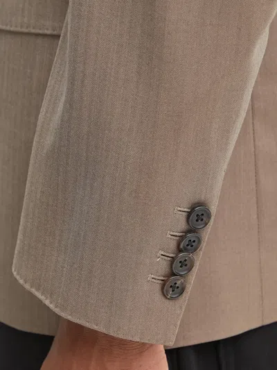 Wacko Maria Herringbone Buttoned Blazer In Neutral