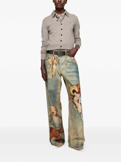 Acne Studios Ribbed Cuffs And Hem Yak Wool Cardigan In Brown