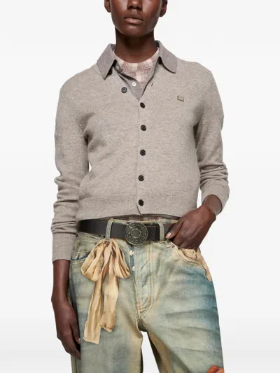 Acne Studios Ribbed Cuffs And Hem Yak Wool Cardigan In Brown