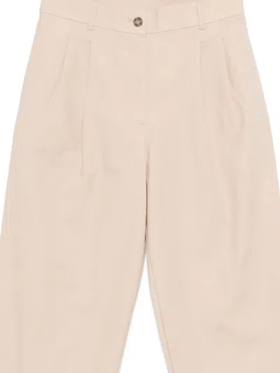 Calvin Klein Button Pleated Trousers In Neutral