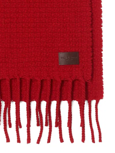 Rag & Bone Mila Fringed Scarf In Red