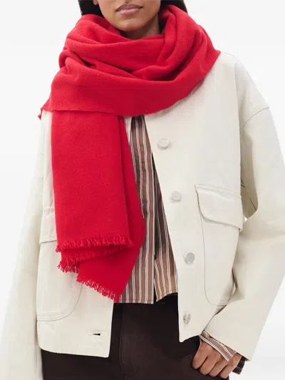 Rag & Bone Mila Fringed Scarf In Red