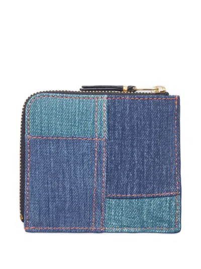 Comme Des Garçons Denim-print Wallet In Purple