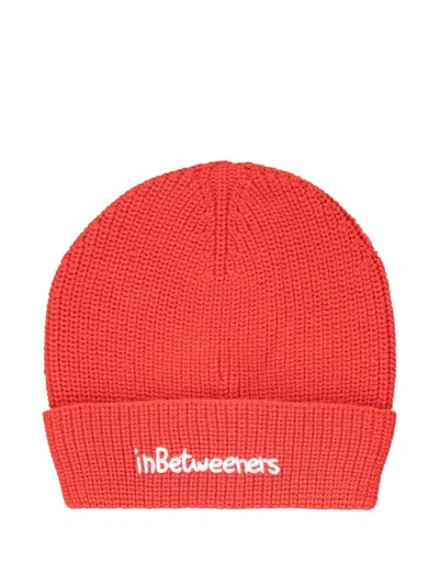 Inbetweeners Logo-embroidered Beanie Hat In Red