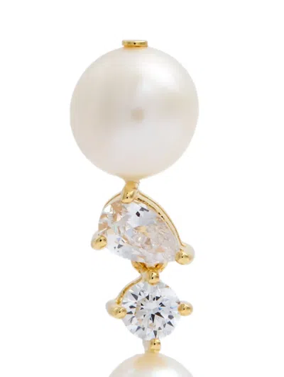 珠饰方晶锆石缀饰耳环