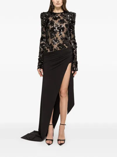 亮片薄纱超长连衣裙