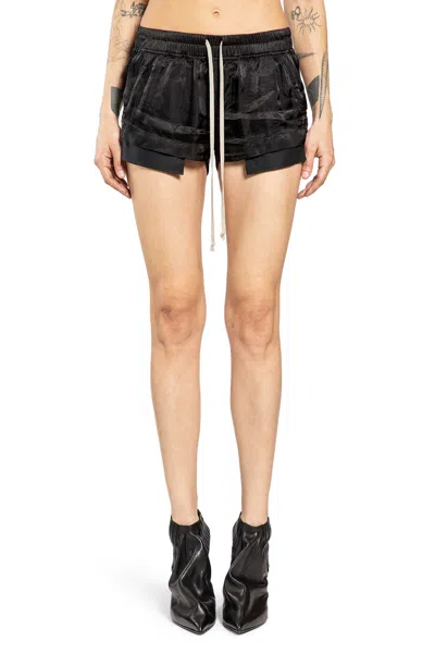 Rick Owens Temple Fog Boxers In Cupro Satin In Black