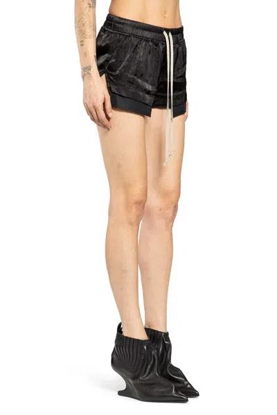 Rick Owens Temple Fog Boxers In Cupro Satin In Black