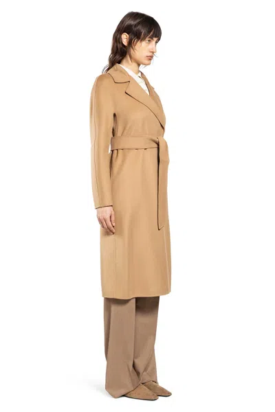 Max Mara Wool Cashmere Silk Wrap Coat In Neutral