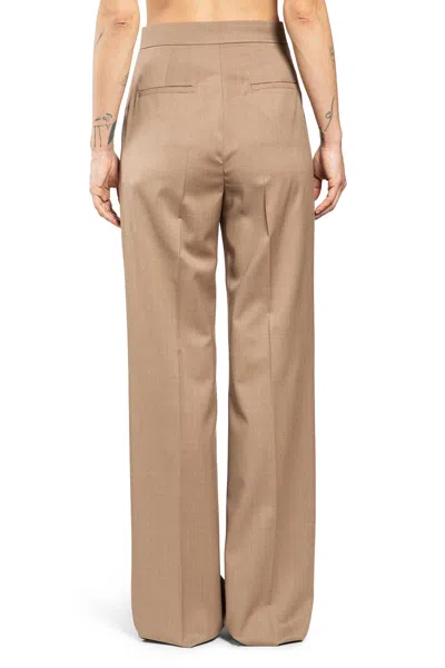 Max Mara Wool Twill Trousers In Brown