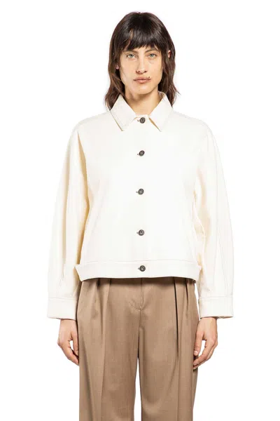 Max Mara Overshirt In Jersey-effect Denim In Neutral