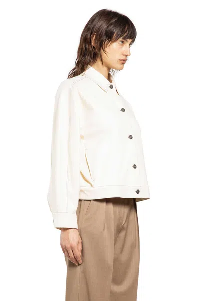 Max Mara Overshirt In Jersey-effect Denim In Neutral