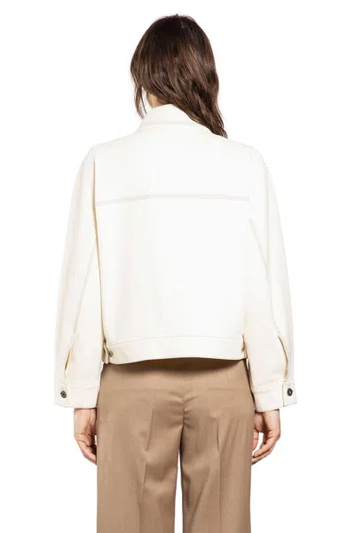Max Mara Overshirt In Jersey-effect Denim In Neutral