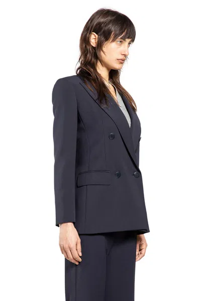 Max Mara Fitted Wool Crepe Blazer In Blue